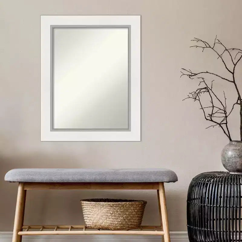 Specchio da parete per bagno Amanti Art con cornice in EVA, non smussato, 24" x 30", bianco: rettangolare, cornice in polistirene, montato a parete