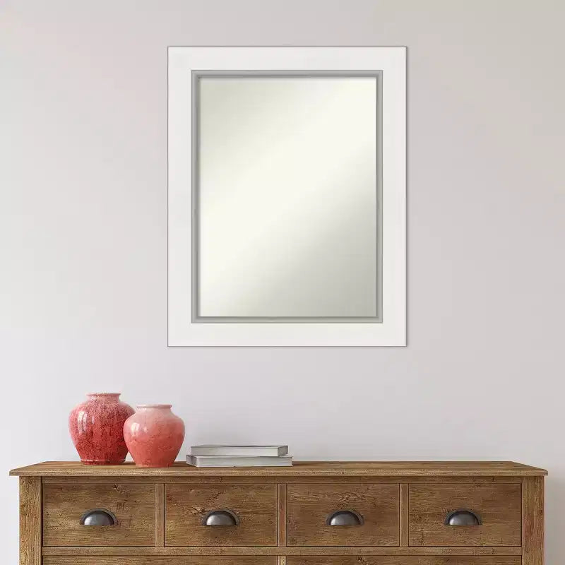 Specchio da parete per bagno Amanti Art con cornice in EVA, non smussato, 24" x 30", bianco: rettangolare, cornice in polistirene, montato a parete