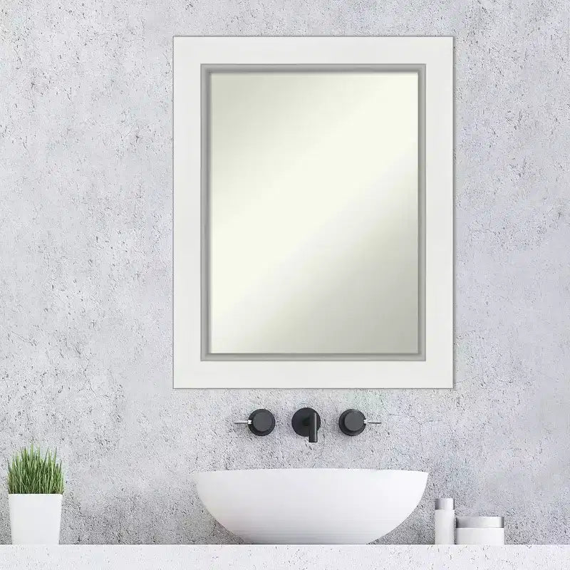 Specchio da parete per bagno Amanti Art con cornice in EVA, non smussato, 24" x 30", bianco: rettangolare, cornice in polistirene, montato a parete