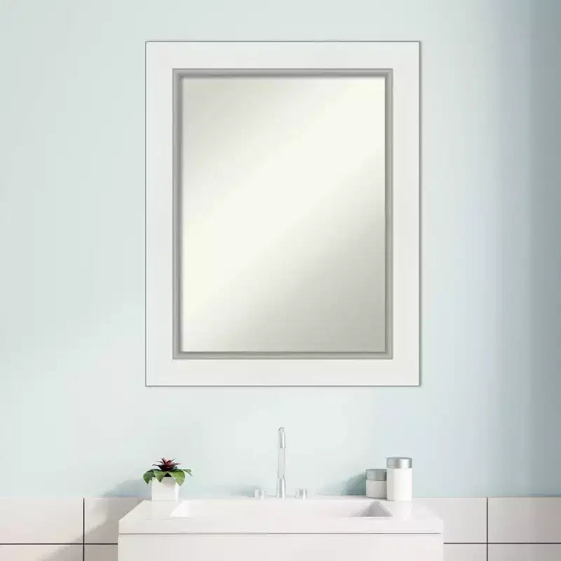 Specchio da parete per bagno Amanti Art con cornice in EVA, non smussato, 24" x 30", bianco: rettangolare, cornice in polistirene, montato a parete