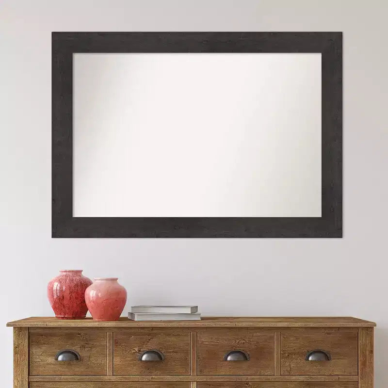 Specchio da parete rustico in assi color espresso senza smussature 42" x 30" - Amanti Art