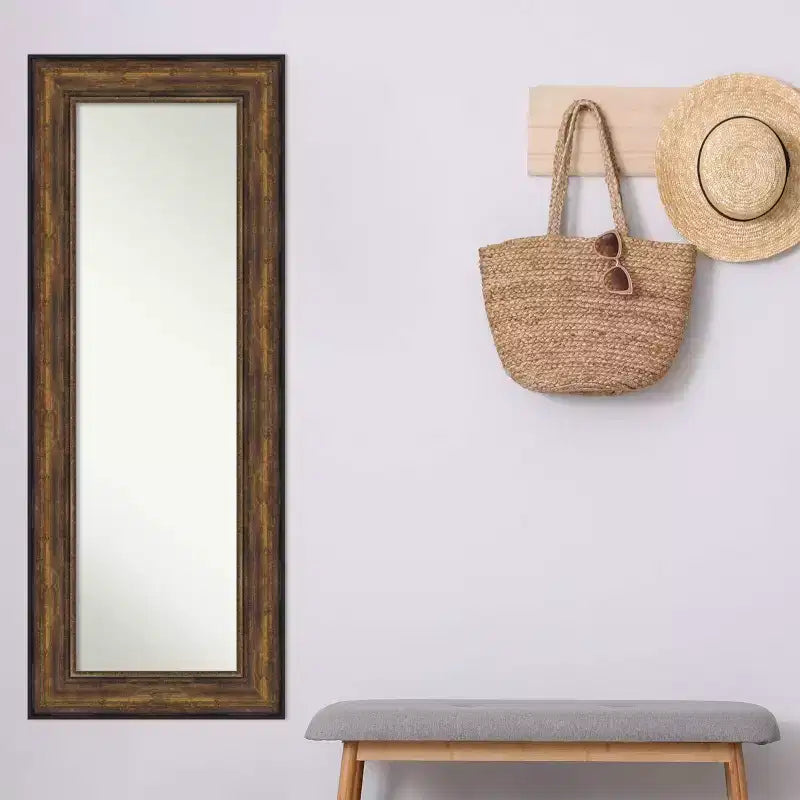 Specchio da Porta a Figura Intera in Bronzo Non Smussato per Sala da Ballo 22" x 56" - Amanti Art: Hardware per Appendere Incluso
