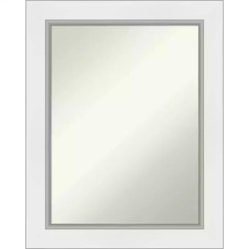 24" x 30" Non-Beveled Eva White Silver Wall Mirror - Amanti Art: Modern Rectangular Decor, Includes Mounting Hardware