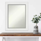 Specchio da parete senza smussature Eva White Silver 24" x 30" - Amanti Art: Arredamento rettangolare moderno, include hardware di montaggio