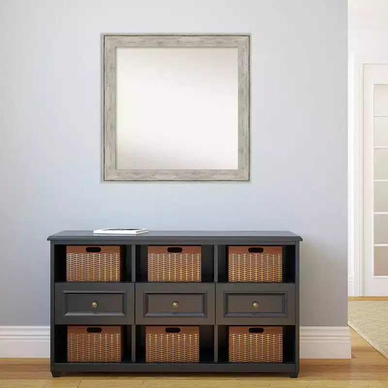 Specchio da parete quadrato 31" x 31" con cornice craquelé, nessun assemblaggio richiesto - Amanti Art