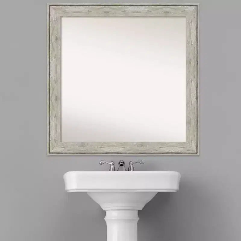 Specchio da parete quadrato 31" x 31" con cornice craquelé, nessun assemblaggio richiesto - Amanti Art