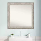Specchio da parete quadrato 31" x 31" con cornice craquelé, nessun assemblaggio richiesto - Amanti Art
