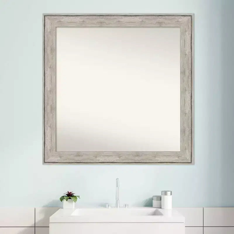 Specchio da parete quadrato 31" x 31" con cornice craquelé, nessun assemblaggio richiesto - Amanti Art