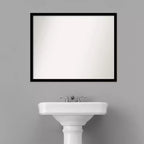 Specchio da parete per bagno nero corvino, senza smussature, 30" x 24" - Amanti Art: Rettangolare Moderno, a parete, include l'hardware