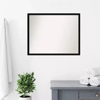 Specchio da parete per bagno nero corvino, senza smussature, 30" x 24" - Amanti Art: Rettangolare Moderno, a parete, include l'hardware
