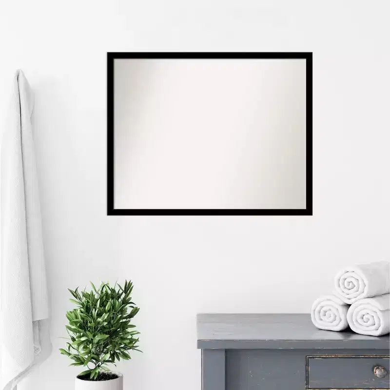 Specchio da parete per bagno nero corvino, senza smussature, 30" x 24" - Amanti Art: Rettangolare Moderno, a parete, include l'hardware