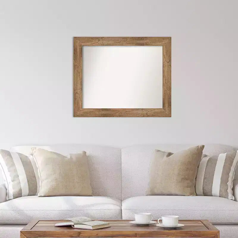 Specchio da parete in legno di gufo marrone non smussato da 34" x 28" - Amanti Art: Stile moderno, rettangolare, include hardware di montaggio