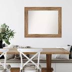 Specchio da parete in legno di gufo marrone non smussato da 34" x 28" - Amanti Art: Stile moderno, rettangolare, include hardware di montaggio