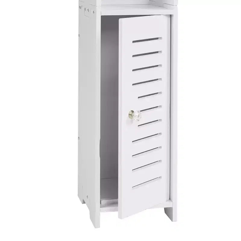 Mobiletto angolare per bagno, armadietto angolare impermeabile con portarotolo di carta igienica, organizer stretto per piccoli spazi, bianco