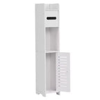 Mobiletto angolare per bagno, armadietto angolare impermeabile con portarotolo di carta igienica, organizer stretto per piccoli spazi, bianco
