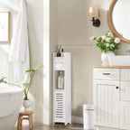 Mobiletto angolare per bagno, armadietto angolare impermeabile con portarotolo di carta igienica, organizer stretto per piccoli spazi, bianco