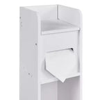 Mobiletto angolare per bagno, armadietto angolare impermeabile con portarotolo di carta igienica, organizer stretto per piccoli spazi, bianco
