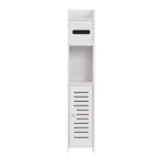 Mobiletto angolare per bagno, armadietto angolare impermeabile con portarotolo di carta igienica, organizer stretto per piccoli spazi, bianco
