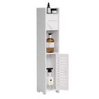 Mobiletto angolare per bagno, armadietto angolare impermeabile con portarotolo di carta igienica, organizer stretto per piccoli spazi, bianco