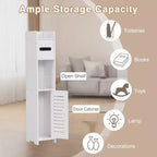 Mobiletto angolare per bagno, armadietto angolare impermeabile con portarotolo di carta igienica, organizer stretto per piccoli spazi, bianco