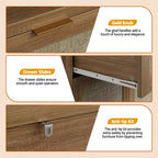Scarpiera, Mobile Contenitore in Legno con Ante e Cassetto, Credenza Rattan con Ripiano Regolabile
