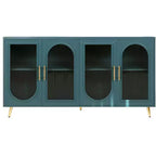 Credenza 60 in teal blu con texture a coste e quattro ante
