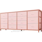 Comò porta TV extra largo da 160 cm con 14 cassetti in tessuto e alimentazione/USB integrata, mobile TV per televisori da 65-75 pollici, organizer per camera da letto