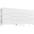 Comò porta TV extra largo da 160 cm con 14 cassetti in tessuto e alimentazione/USB integrata, mobile TV per televisori da 65-75 pollici, organizer per camera da letto