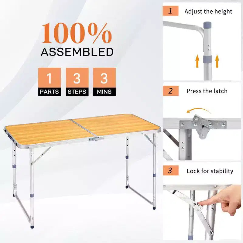 Tavolo pieghevole da esterno rettangolare marrone in alluminio, 120 cm