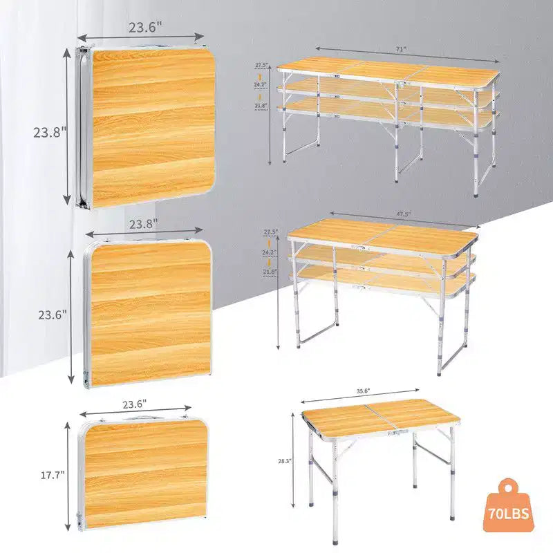 Tavolo pieghevole da esterno rettangolare marrone in alluminio, 120 cm