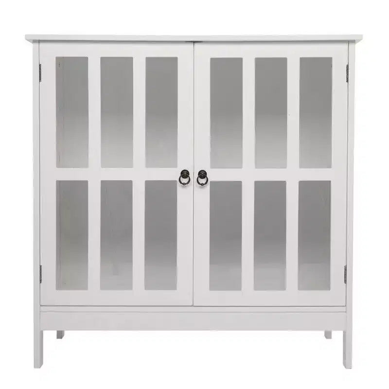 Karl Home Transparent Door Free Standing Accent Storage Cabinet For Kitchen Dining White