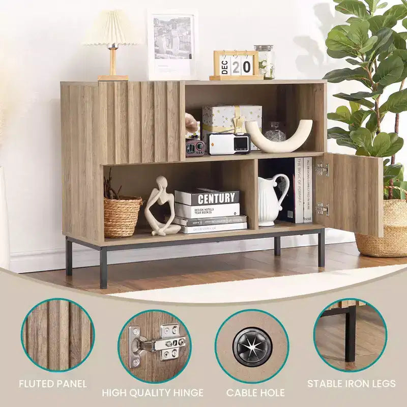 Credenza con ripiano espositivo, Mobile credenza a buffet, Tavolino consolle d'accento per divano