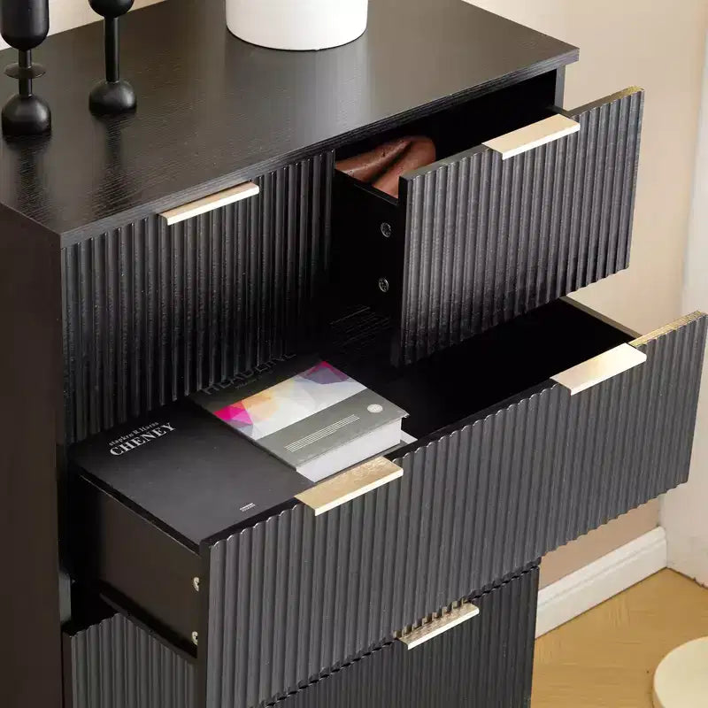 Cassettiera Karl Home a 6 cassetti in MDF nero larghezza 72 cm