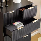Cassettiera Karl Home a 6 cassetti in MDF nero larghezza 72 cm