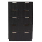 Cassettiera Karl Home a 6 cassetti in MDF nero larghezza 72 cm