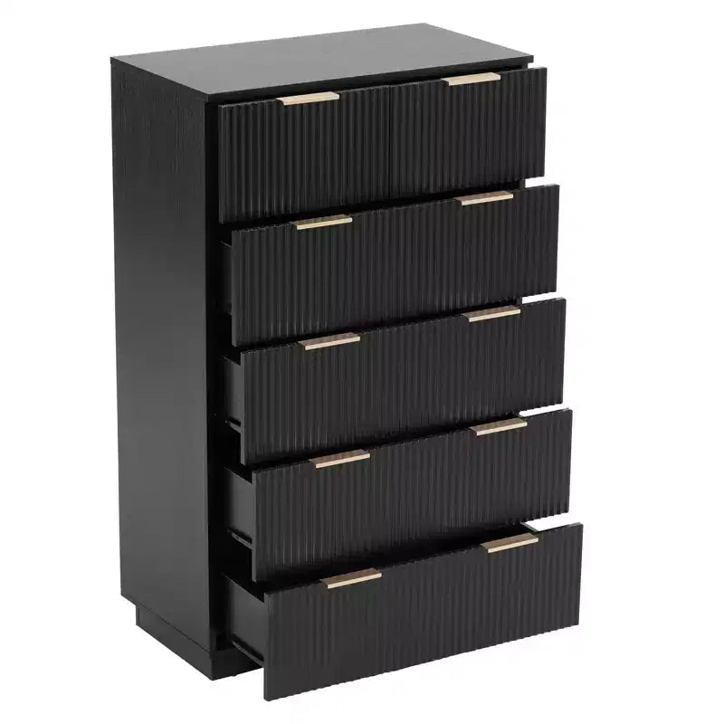 Cassettiera Karl Home a 6 cassetti in MDF nero larghezza 72 cm