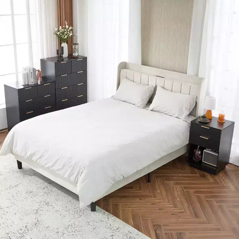 Cassettiera Karl Home a 6 cassetti in MDF nero larghezza 72 cm