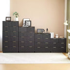 Cassettiera Karl Home a 6 cassetti in MDF nero larghezza 72 cm