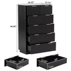Cassettiera Karl Home a 6 cassetti in MDF nero larghezza 72 cm