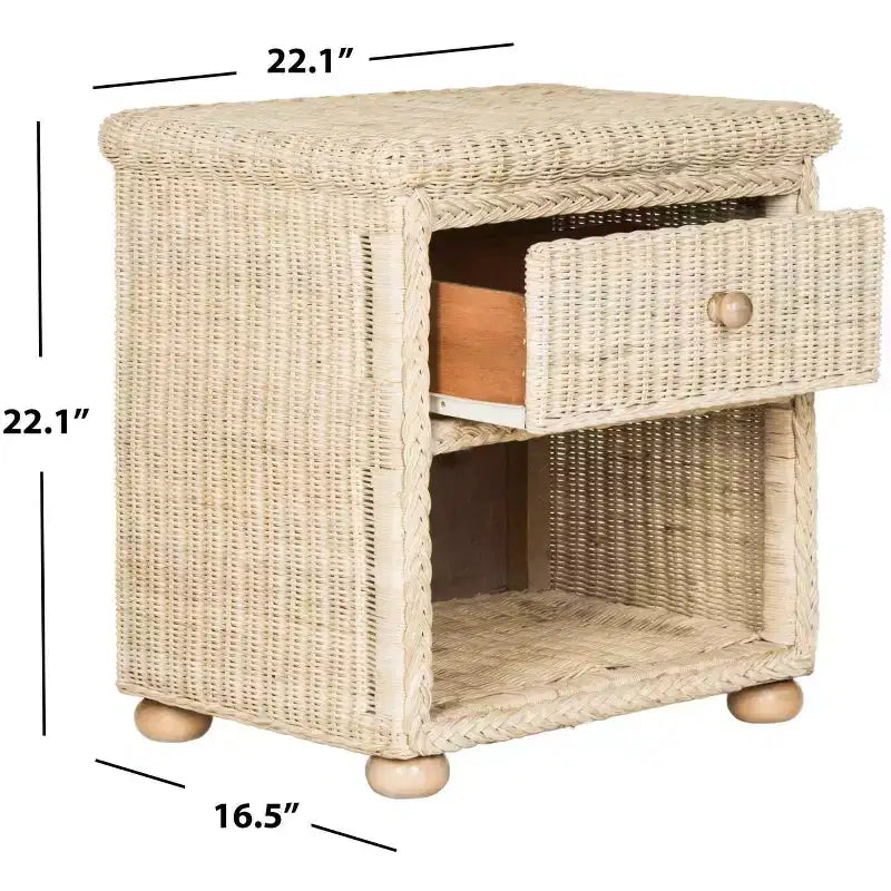 Comodino Adira Wicker - SEA8002 - Bianco Decapato - Safavieh
