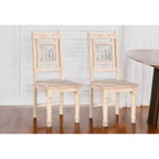 HomeRoots Set di Due Sedie da Pranzo con Schienale a Doghe in Legno Bianco