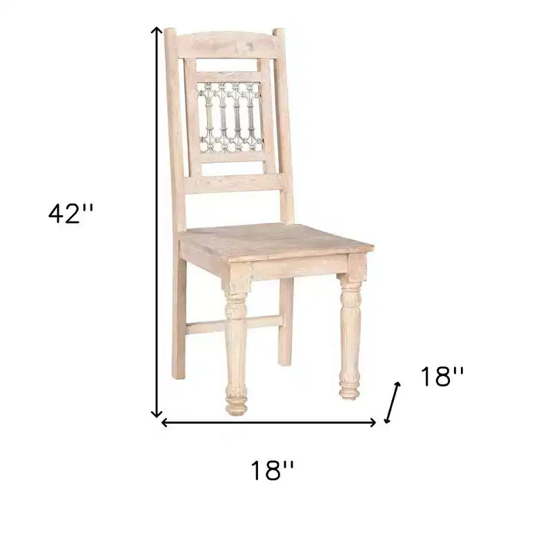 HomeRoots Set di Due Sedie da Pranzo con Schienale a Doghe in Legno Bianco