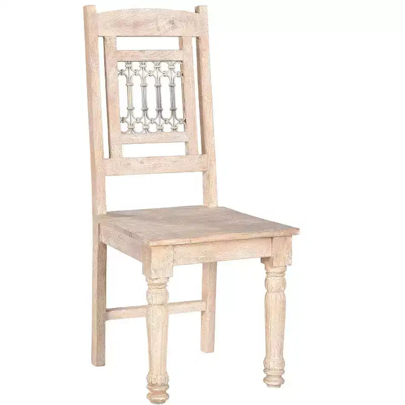 HomeRoots Set di Due Sedie da Pranzo con Schienale a Doghe in Legno Bianco