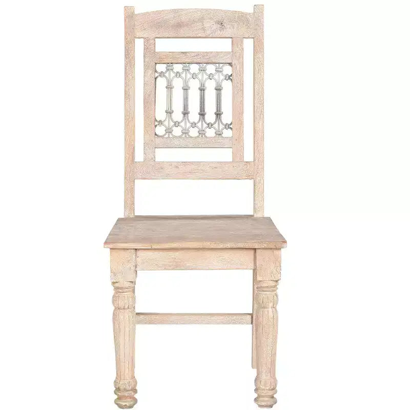 HomeRoots Set di Due Sedie da Pranzo con Schienale a Doghe in Legno Bianco