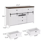 Zstar Comò a 5 cassetti per camera da letto con ante scorrevoli, cassettiera in legno, mobile TV rustico, bianco