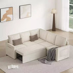 Dyonery L-shaped modular sofa, with pull-out bed, high-quality linen modular modular sofa, 78-inch convertible sleeping sofa bed, living room sofa