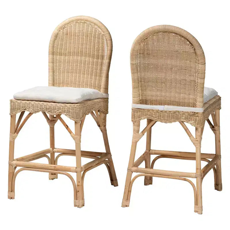 bali & pari Bilu Sgabelli da bancone bohémien in rattan naturale, set da 2 pezzi