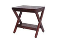 HomeRoots Compact X Shape Teak Shower Outdoor Bench With Shelf In Brown Finish