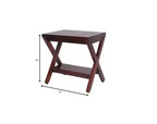 Panchina da doccia/esterno compatta HomeRoots a X in teak con ripiano, finitura marrone