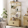 GDFStudio Yedda Modern 75.6 Wood Bookcase with Cabinet and 7 Shelves